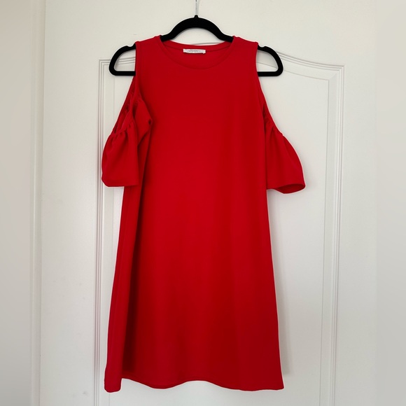 Red Zara Mini Dress with Shoulder Cut Outs - Picture 2 of 3